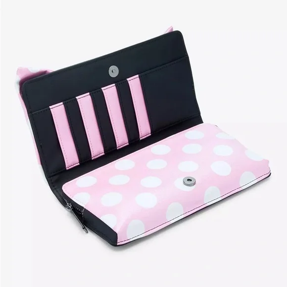 Loungefly Disney Minnie Mouse Pink Flower Polka Dot Crossbody Bag NWT - Picture 4 of 4